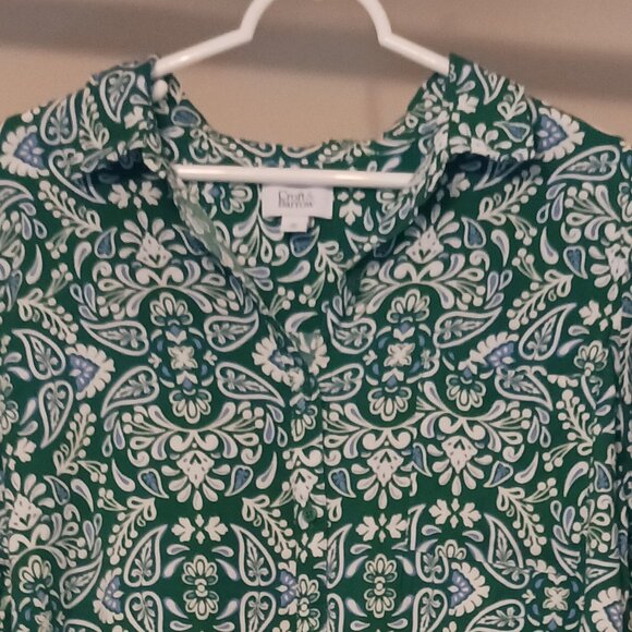 #294 3/$18 - Croft & Barrow Green/White Short Sleeve Button Down Top Size XL - Picture 4 of 6